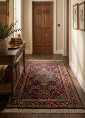 Oriental Agra Hand-Knotted Wool Floral Hallway Runner Rug – 94 x 160 CM