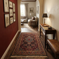 Oriental Agra Hand-Knotted Wool Floral Hallway Runner Rug – 94 x 160 CM
