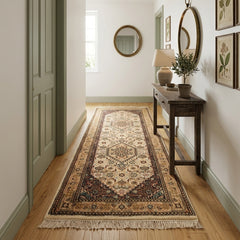 Oriental Agra Hand-Knotted Wool Hallway Indian Runner Rug - 80 x 210 CM