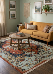 Authentic Wool Distressed Hand-Knotted Floral Rug – 160 x 230 cm