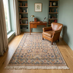 Authentic Wool Hand-Knotted Floral Hallway Runner Rug - 90 x 160 CM