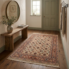 Oriental Agra Hand-Knotted Floral Wool Hallway Runner Rug – 90 x 160 cm