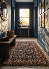 Oriental Agra Hand-Knotted Floral Wool Hallway Runner Rug – 95 x 170 cm