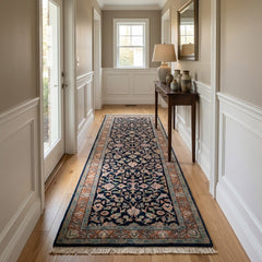 Oriental Agra Hand-Knotted Wool Hallway Runner Rug – 87 x 240 cm