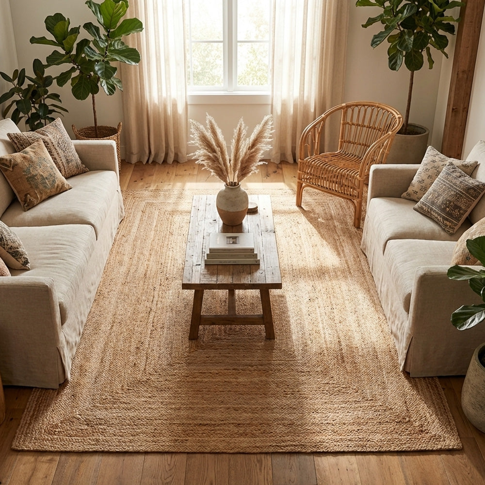 Rectangle Natural Plain Handmade Jute Rug – Rug House NZ