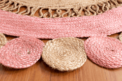 Baby Pink Handmade Jute Round Rug