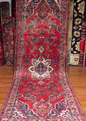 Vintage Hamadan Hand-Knotted Persian Wool Runner Rug