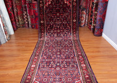 Vintage Hamadan Hand-Knotted Persian Wool Runner Rug