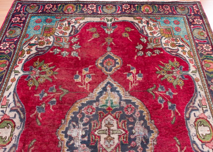 (Pair) Vintage Tabriz Hand-Knotted Wool Persian Rug
